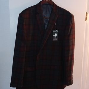 Brand New Plaid Wool Sports Jacket 48L